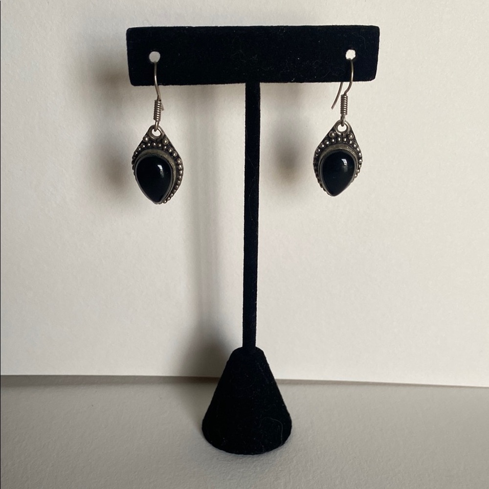 Silver and Onyx earrings